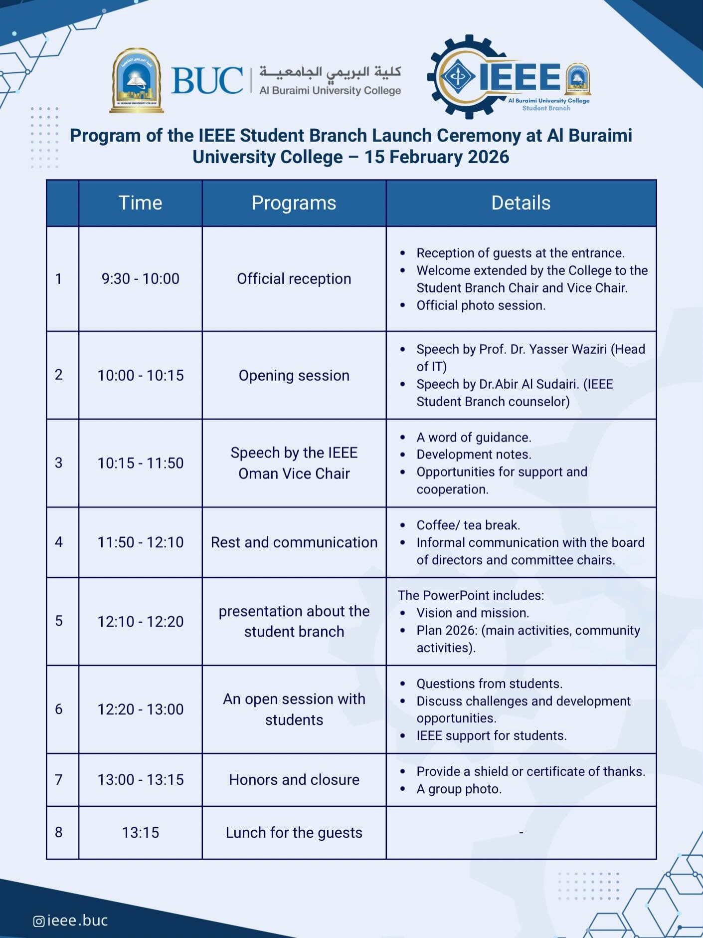 Launch ceremony programme in English